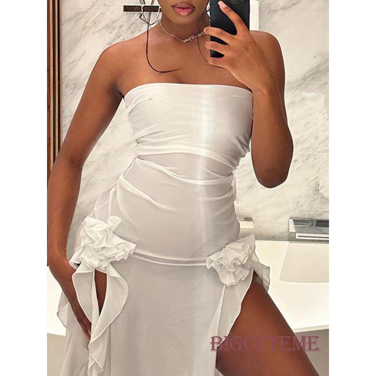 Đầm Hoa Không Tay Hở Vai Màu Sắc Thời Trang Dành Cho Nữ