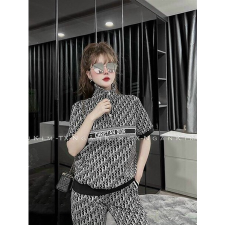 Set đồ nữ đi chơi cá tính 2 món quần dài ống thun kèm áo kiểu nữ cổ lọ ngắn tay chất thun mát mẽ