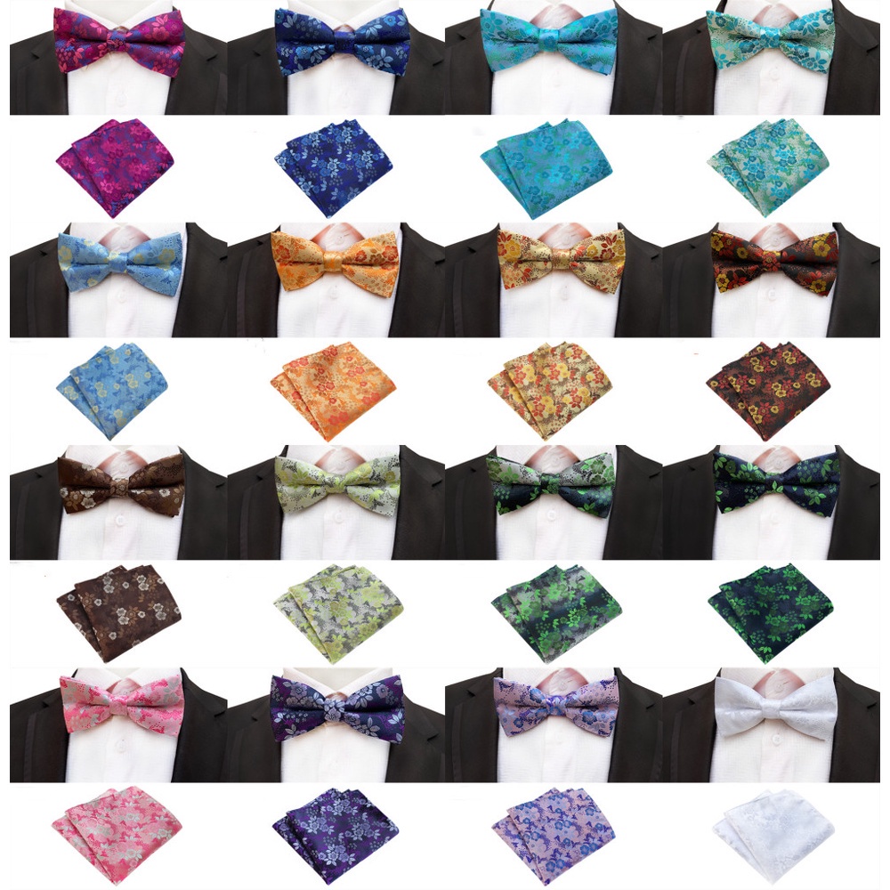 Set khăn tay và nơ thắt đeo cổ EFAN điều chỉnh được họa tiết hoa nhiều màu sắc tùy chọn cho nam trong tiệc cưới mới