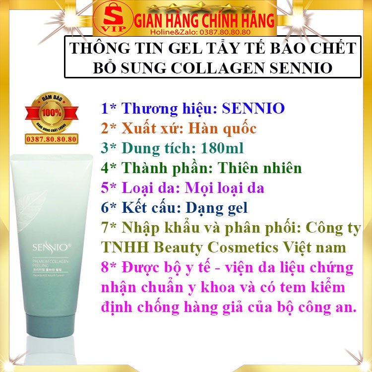 Kem tẩy tế bào chết mặt và body chính hãng Sennio hàn quốc cho da dầu da mụn nhạy cảm gel tẩy da chết nữ nam collagen