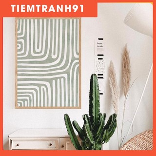 Tranh treo tường | Tranh trừu tượng - Sage green geometry line art print, abstract boho print