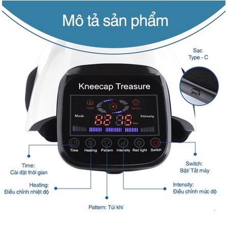 Máy Massage Đầu Gối - Máy Mát Xa Đầu Gối, Hỗ Trợ Giảm Đau Nhức Khớp Gối, Rung Tần Số Cao, Chườm Nóng Giảm Đau