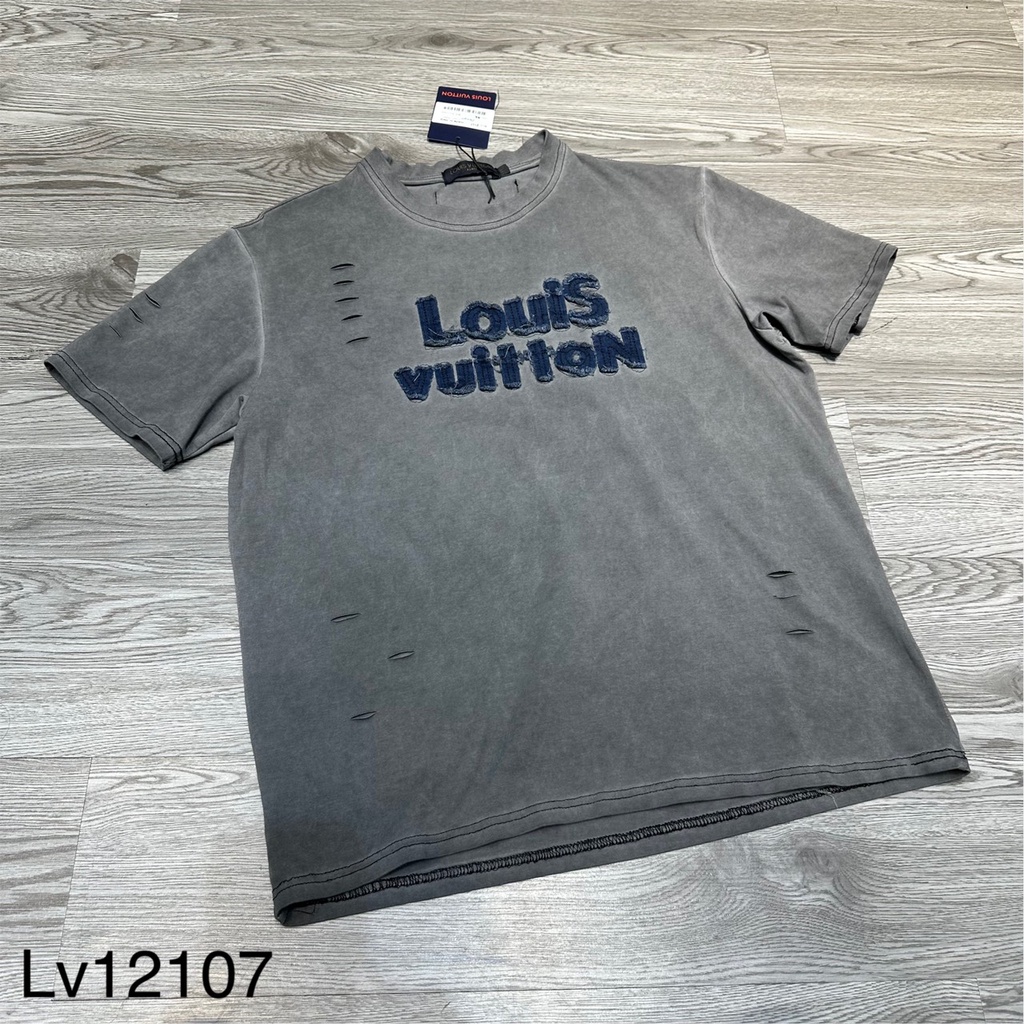 Áo thun nam GC , LV logo chữ rách vải cotton thoáng mát - Áo phông nam nữ GC chữ rách LV chữ rách