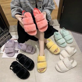 Dép sandal lông xù big size 36-43 - ảnh thật