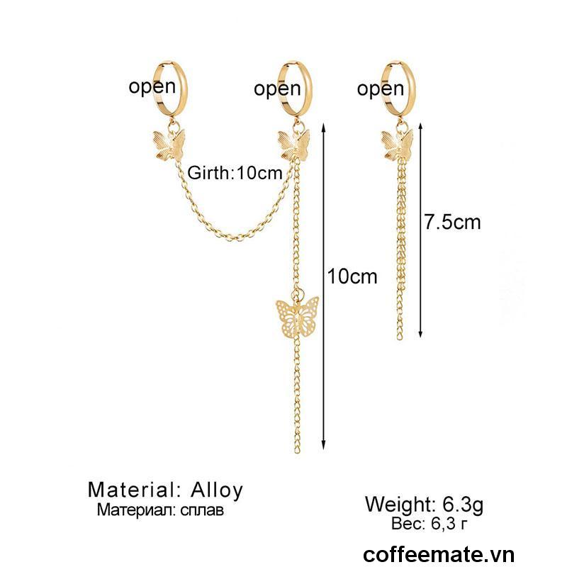 【coffeemate】⚡【2 miếng】Nhẫn hở hình bướm kết hợp dây xích có thể điều chỉnh phong cách cá tính cho nam và nữ