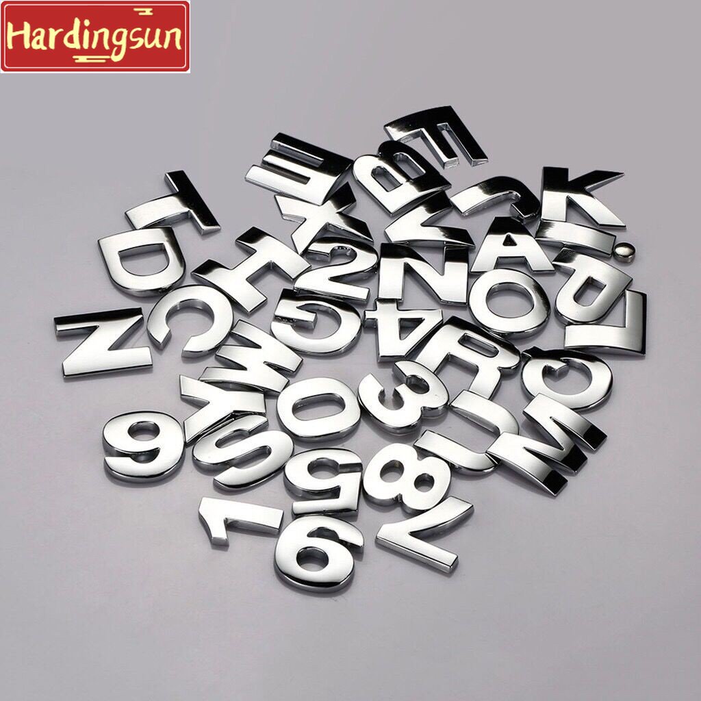 1 Miếng Dán Hình Chữ Cái 3D DIY Bằng Kim Loại Bạc 25mm Trang Trí Xe Hơi