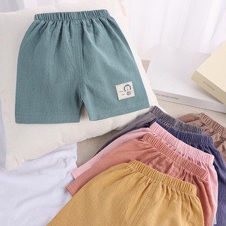 Quần short YAOEENH chất vải lanh cotton in họa tiết hoạt hình phong cách Phương Tây thời trang mùa hè cho bé 80-120cm