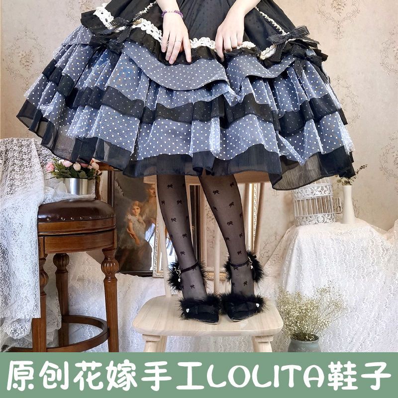 Giày Cao Gót Mũi Nhọn Thủ Công Bằng Nhung Đám Mây One Soaring Thỏ lolita Mùa Thu Đông Chính Hãng Niche No Va Chạm