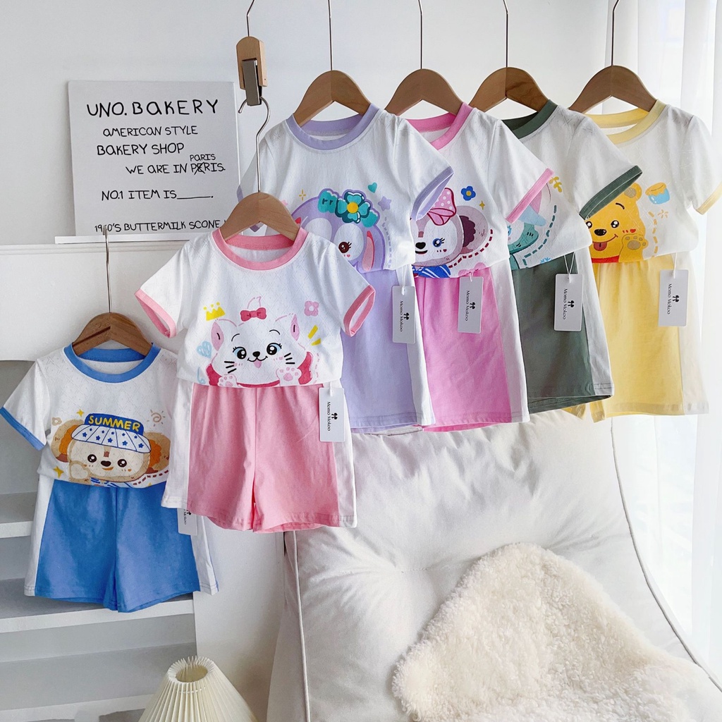 Bộ Đồ Thể Thao Tay Ngắn Vải Cotton Thoáng Khí Thời Trang Mùa Hè 2023 Dễ Thương Cho Bé
