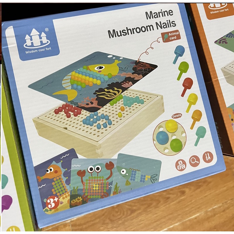 Bộ Xếp Hình Trồng Nấm Móng Tay ⚡ PHIÊN BẢN XỊN SÒ ⚡ Bằng Gỗ Luyện Tay Vận Động linh hoạt Và Tư Duy Sáng Tạo Cho Bé Yêu.