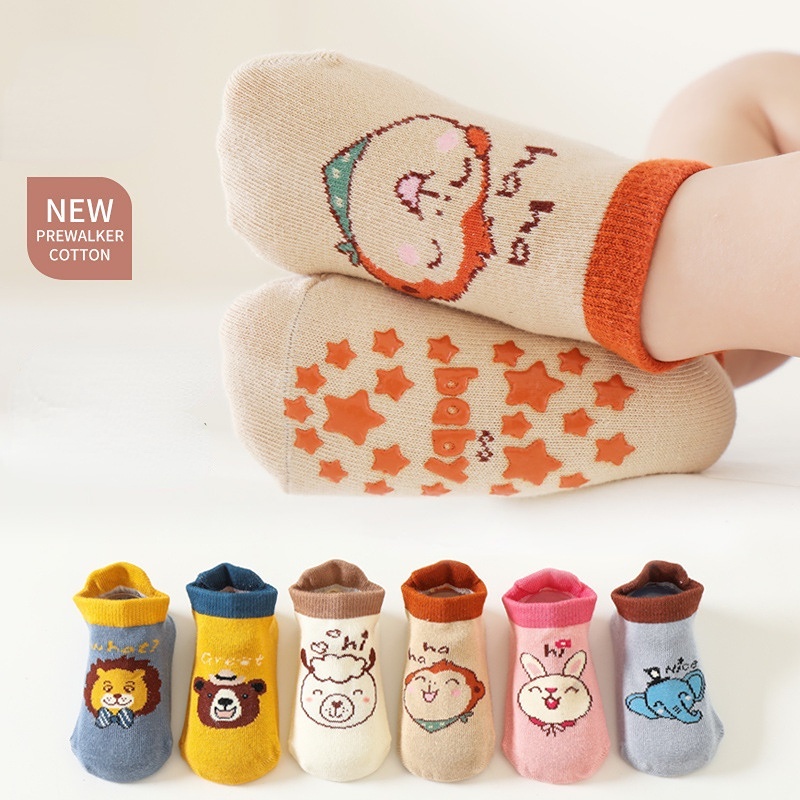 Vớ Thuyền Giữ Ấm Thoải Mái Chống Trượt In Họa Tiết Hoạt Hình Cho Bé Sơ Sinh