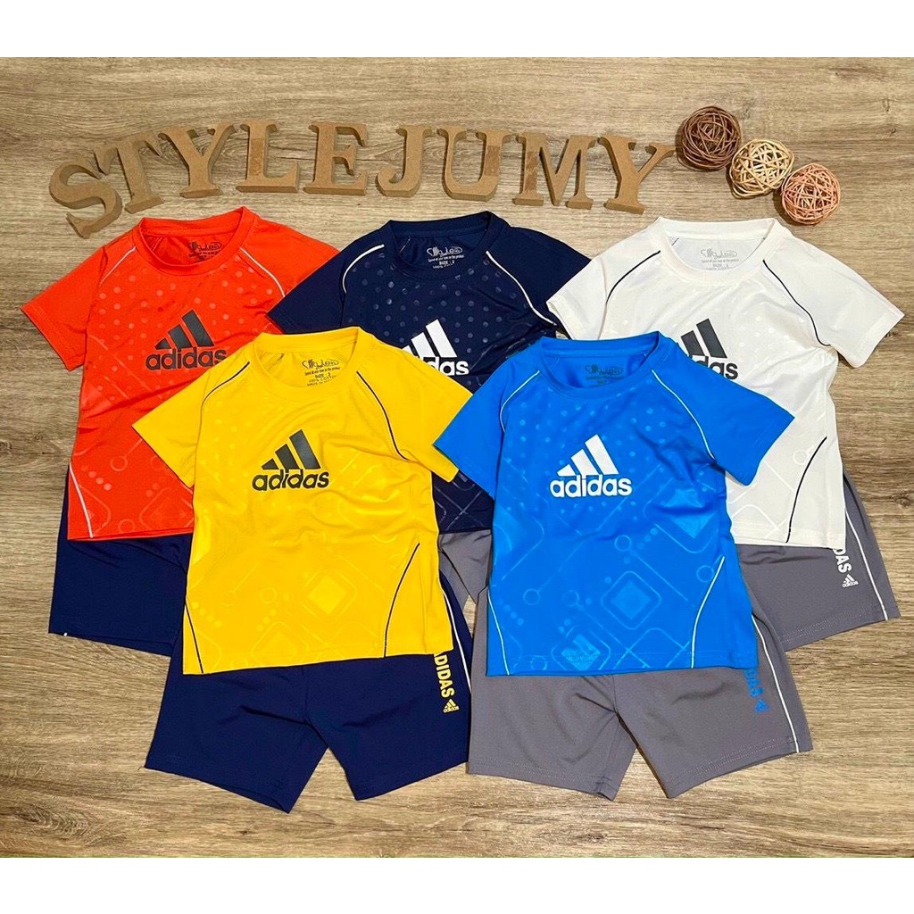 Size 1-6 ( 10-23kg) - Bộ đồ thể thao thun lạnh ngắn tay nhiều màu trơn in logo & họa tiết