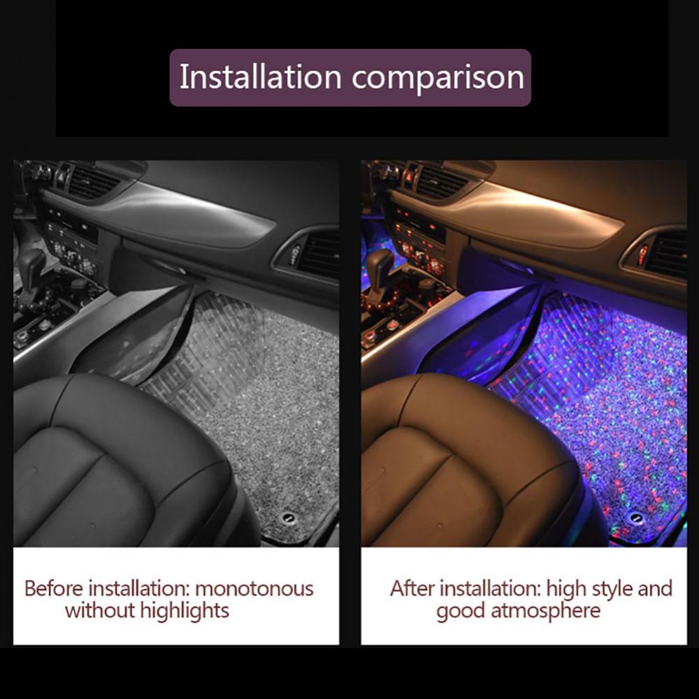 Mới Đèn LED RGB 4 Trong 1 Nhiều Màu Trang Trí Nội Thất Xe Hơi