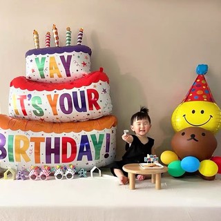 Bóng trang trí hình bánh sinh nhật nhiều size- chủ đề sinh nhật có bánh, có hộp quà, bóng bánh sinh nhật 3 tầng
