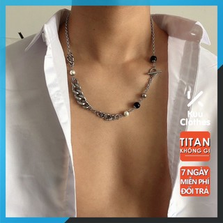 Dây Chuyền SAZ Chains Kuu Clothes Màu Bạc Phong Cách Hàn Quốc Ngầu - Mặt Vòng Cổ Đính Đá Titan Không Rỉ - SAZ Chain