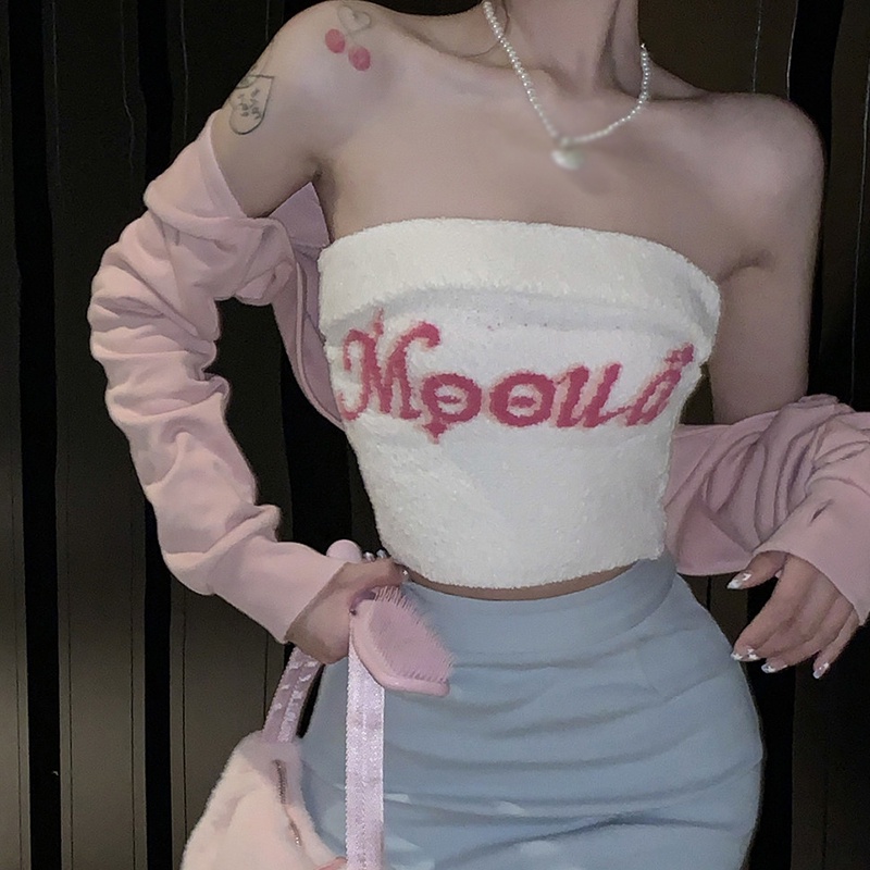 Áo Tank Top Hai Dây Ôm Dáng In Chữ Quyến Rũ Cho Nữ