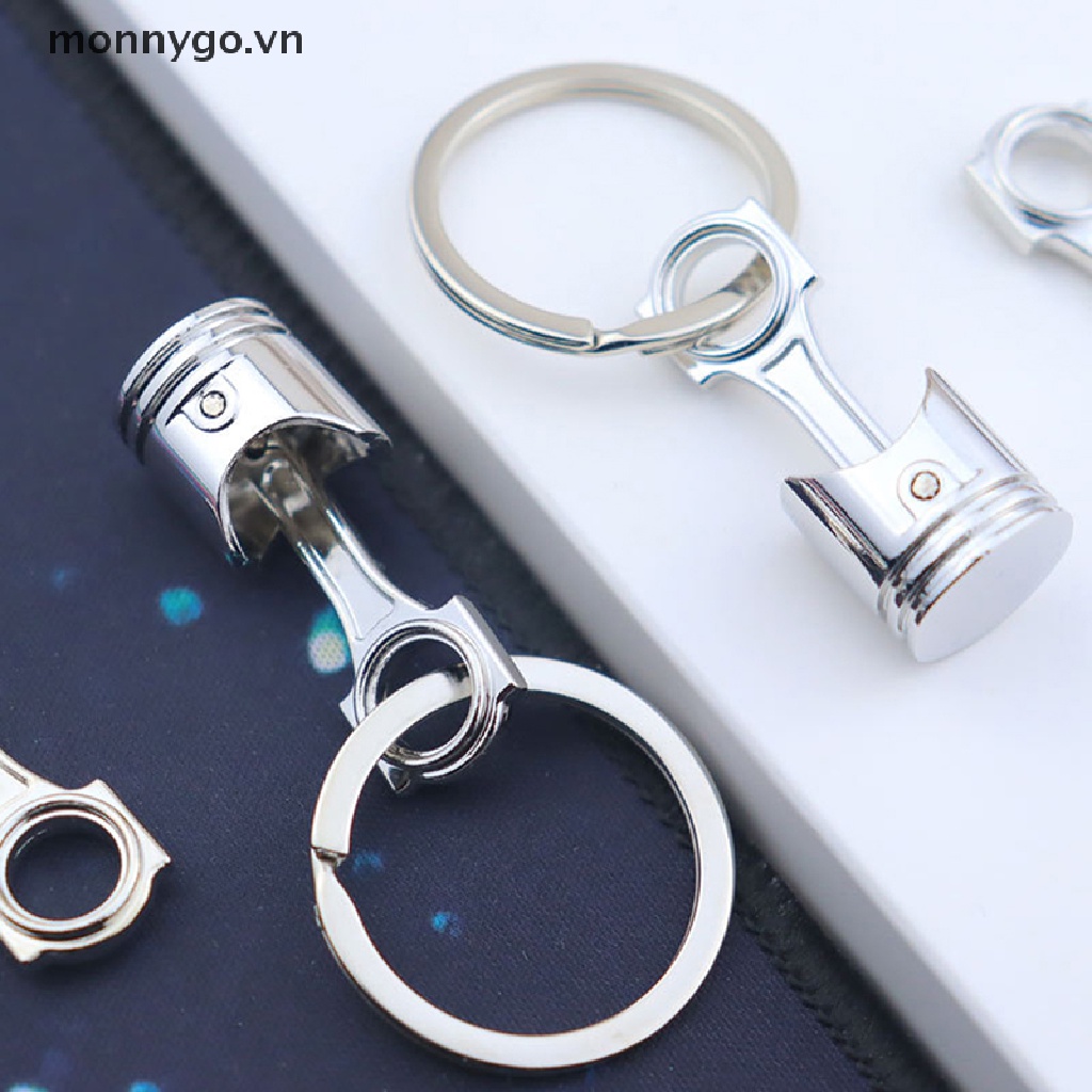Monnygo Móc Khóa Pít Tông Màu Bạc Đánh Bóng Phong Cách Động Cơ Xe Hơi
