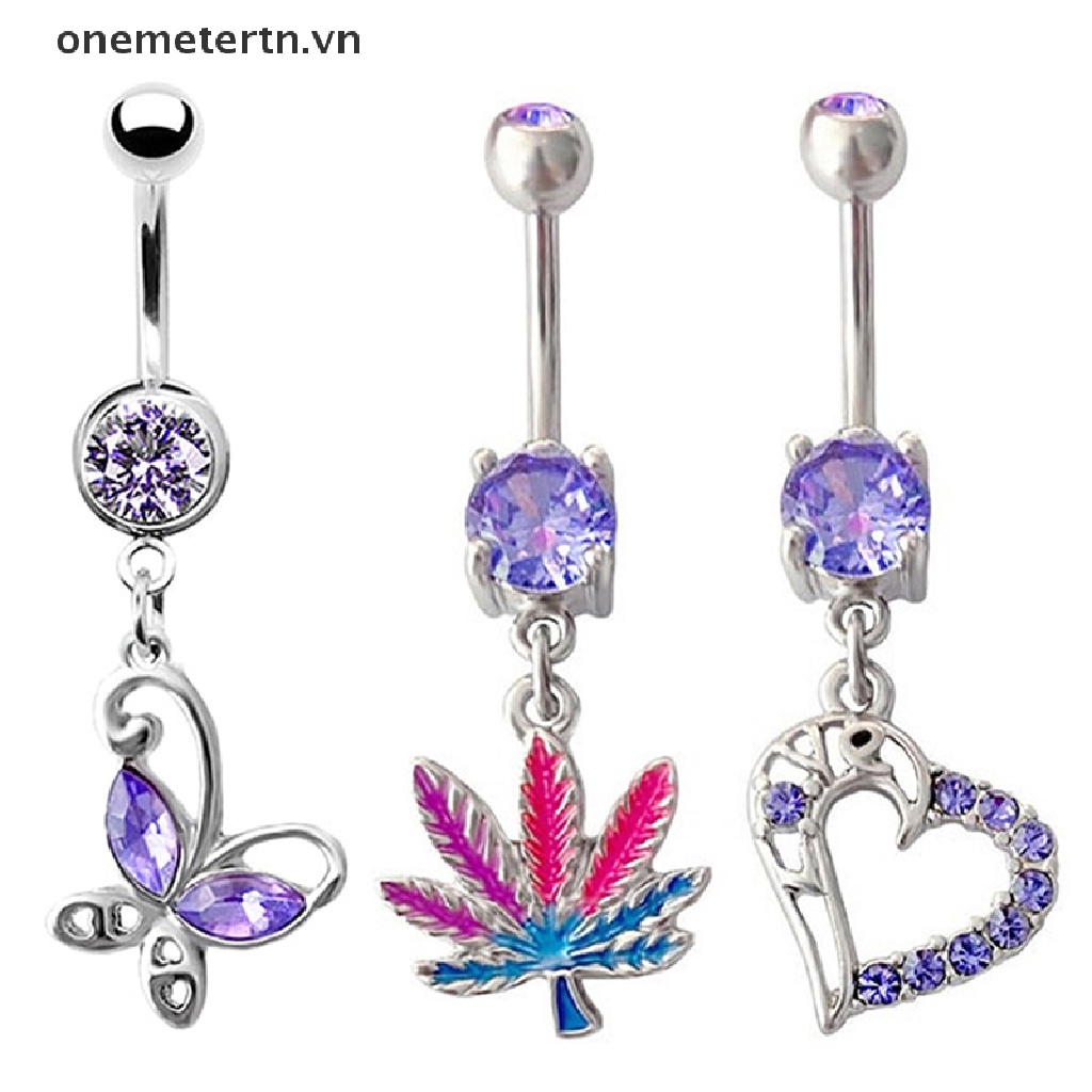 Khuyên Rốn Hình Bướm Và Trái Tim Đính Đá Zircon Gợi Cảm