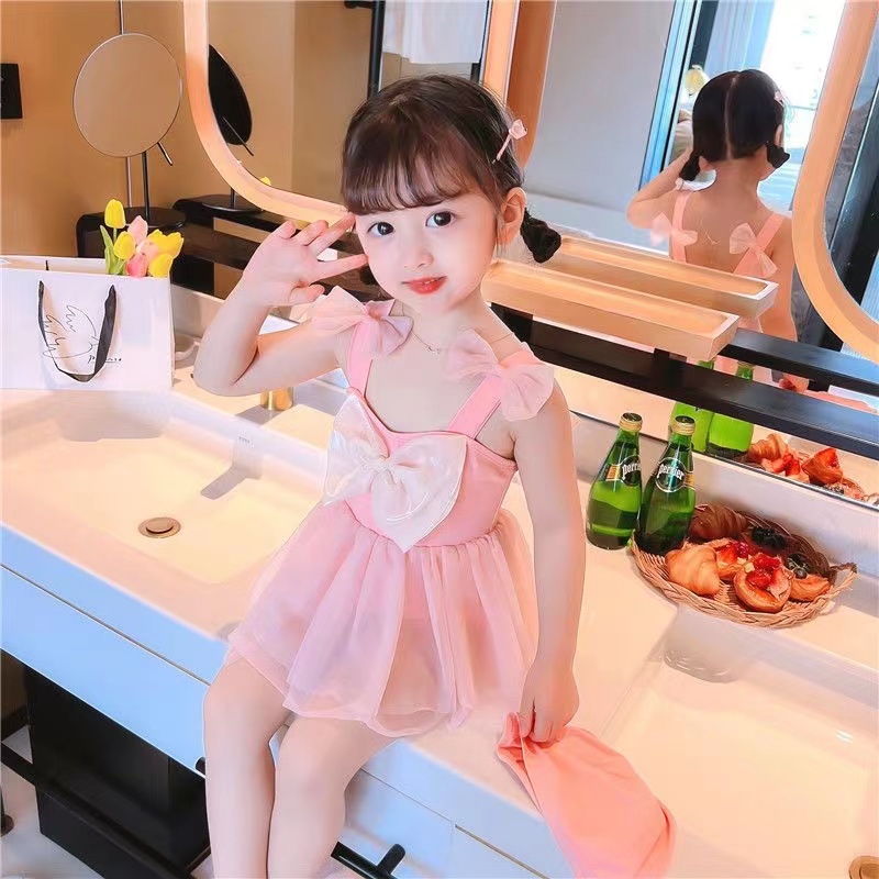 Bikini Bộ Đồ Bơi Một Mảnh Màu Hồng Ngọt Ngào Dễ Thương Phong Cách Hàn Quốc Cho Bé Gái 2-7 Tuổi