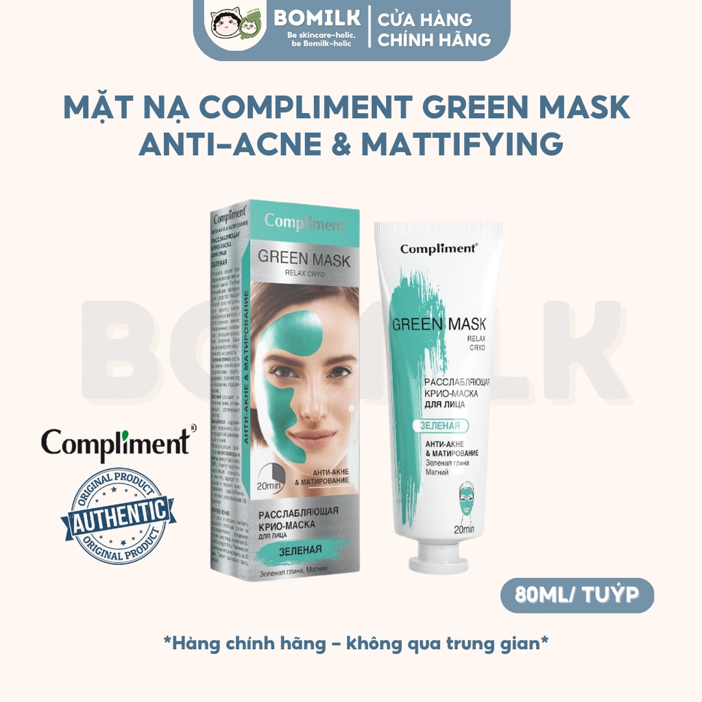 Mặt nạ Compliment Green mask Anti-acne & mattifying - Ngừa mụn, kiềm dầu & sáng da