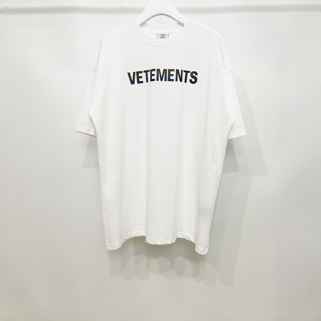 Áo Thun cotton Tay Ngắn Dáng Rộng In Hình VETEMENTS Màu Đơn Giản Hợp Thời Trang Cho Nam Và Nữ