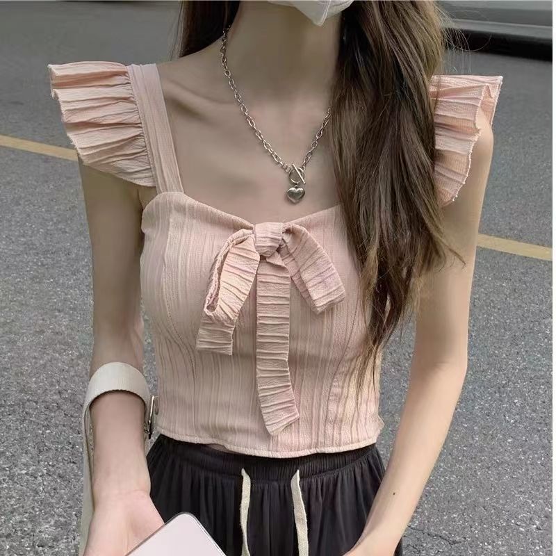 Áo Hai Dây Phối Nơ Phong Cách Pháp Cho Nữ