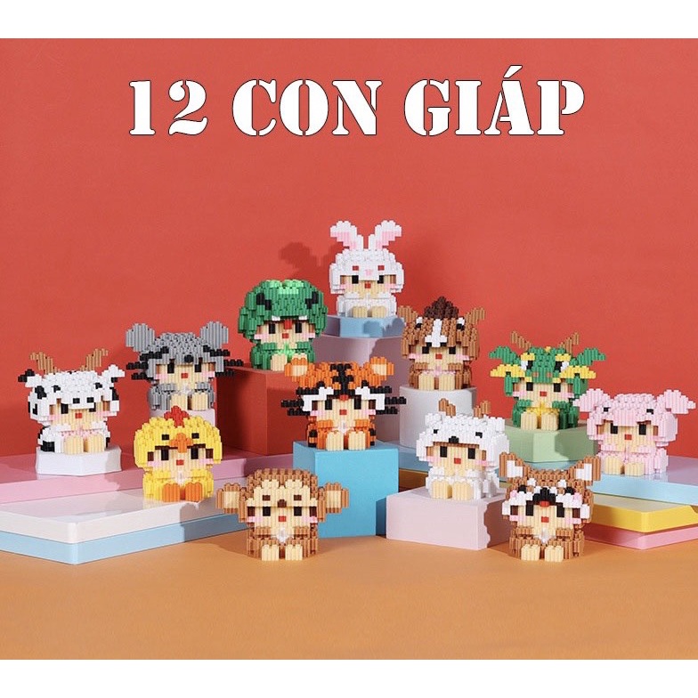 Mô hình lắp ráp 12 con giáp mini