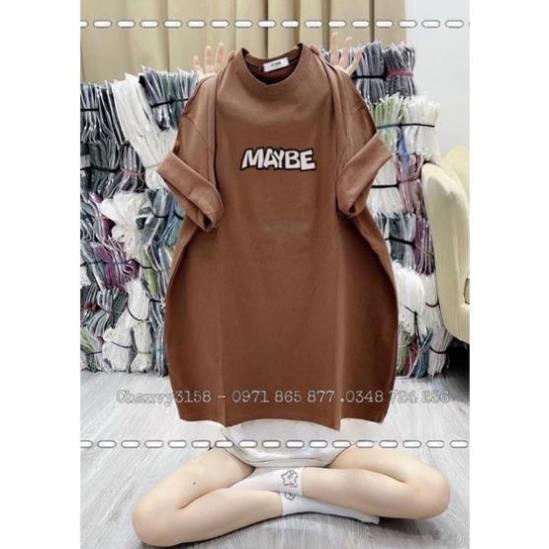 [Rẻ Vô Địch] Áo Thun 3158 From Rộng Cotton Khô Nam Nữ Freesize In Chữ MAYBE