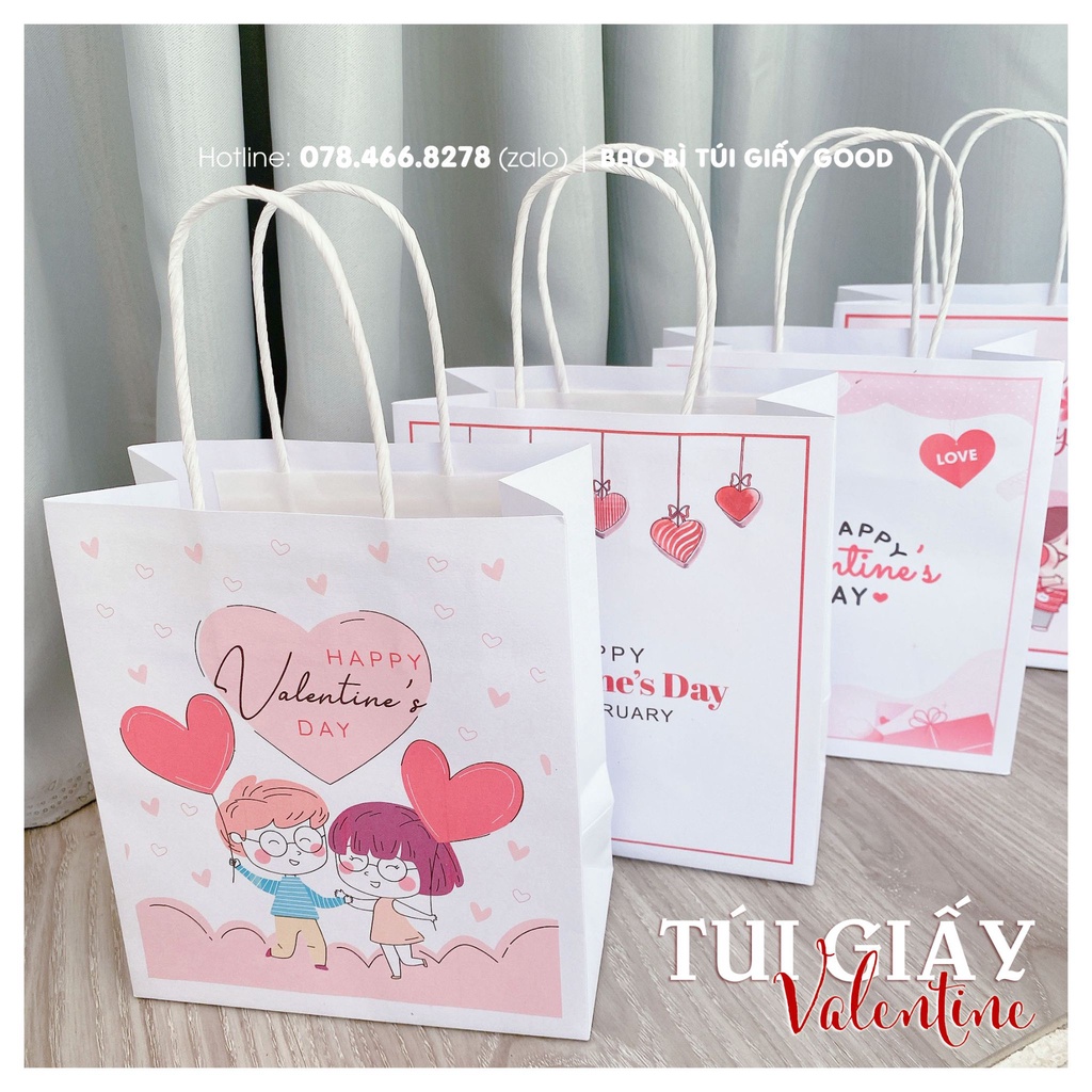 Túi giấy kraft in sẵn đựng quà, dùng đựng socola, quà tặng cho người yêu thương