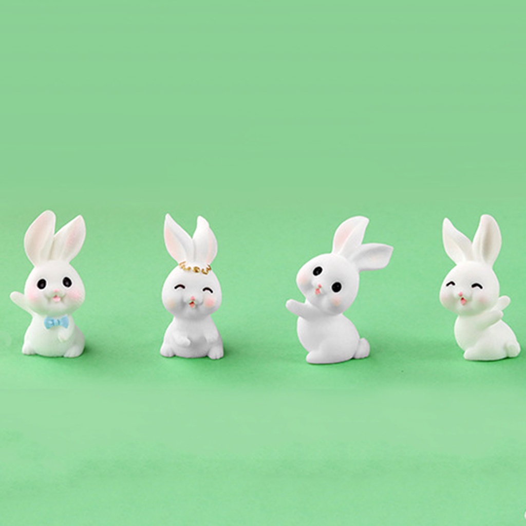 Set 2 Tượng Thỏ Mini Siêu Nhẹ Trang Trí Phòng Ngủ