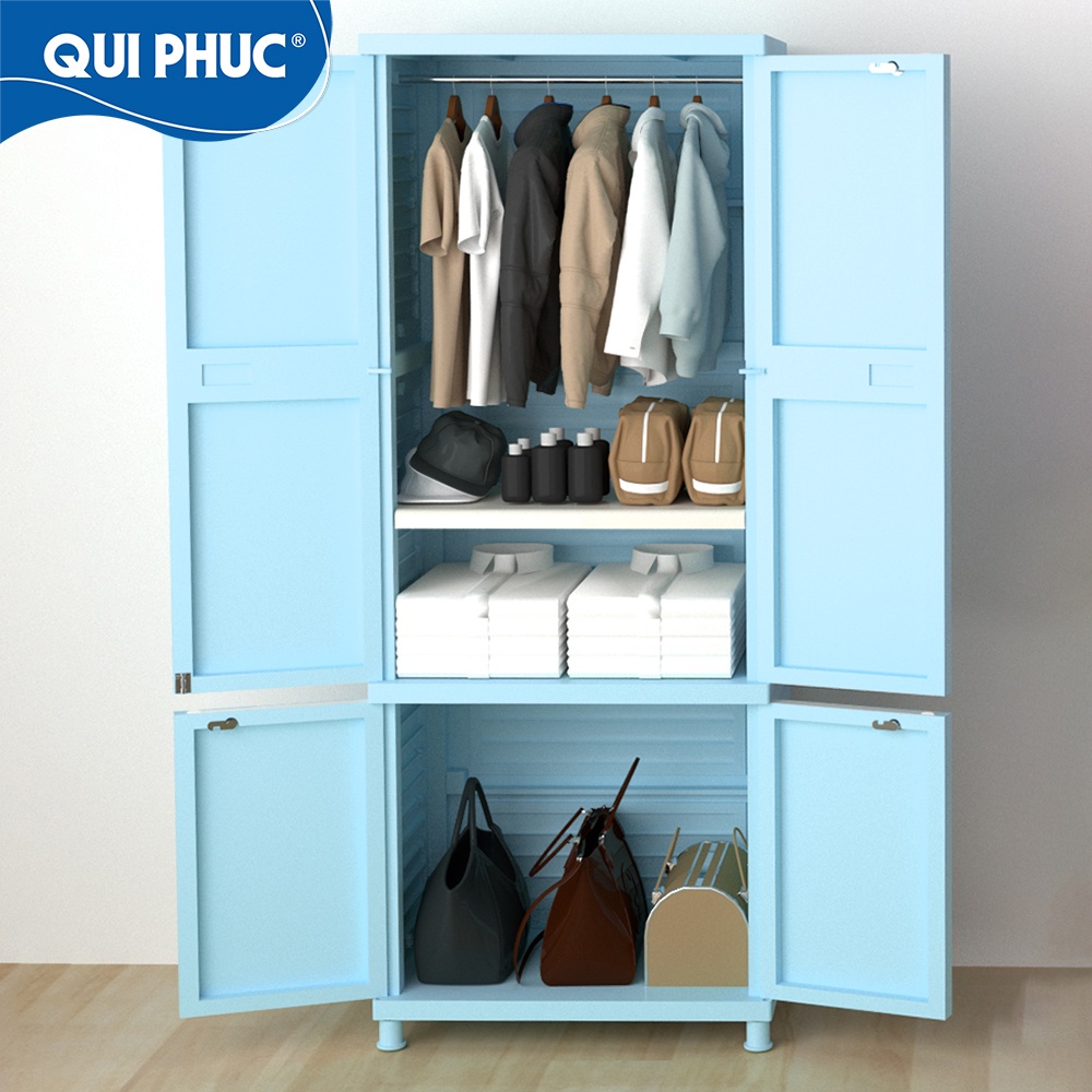 TỦ NHỰA TREO QUẦN ÁO 2 TẦNG ROYAL QUI PHÚC✨-NGANG 69CM-SÂU 49CM- CAO 1,8M