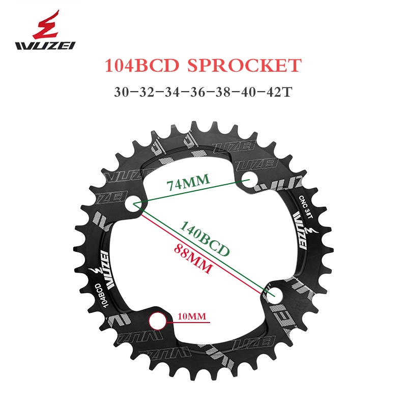 Đĩa Xích Tròn WUZEI 104BCD 30T 32T 34T 36T 38T 40T 42T 44T 46T 48T 50T 52T Cho Xe Đạp MTB