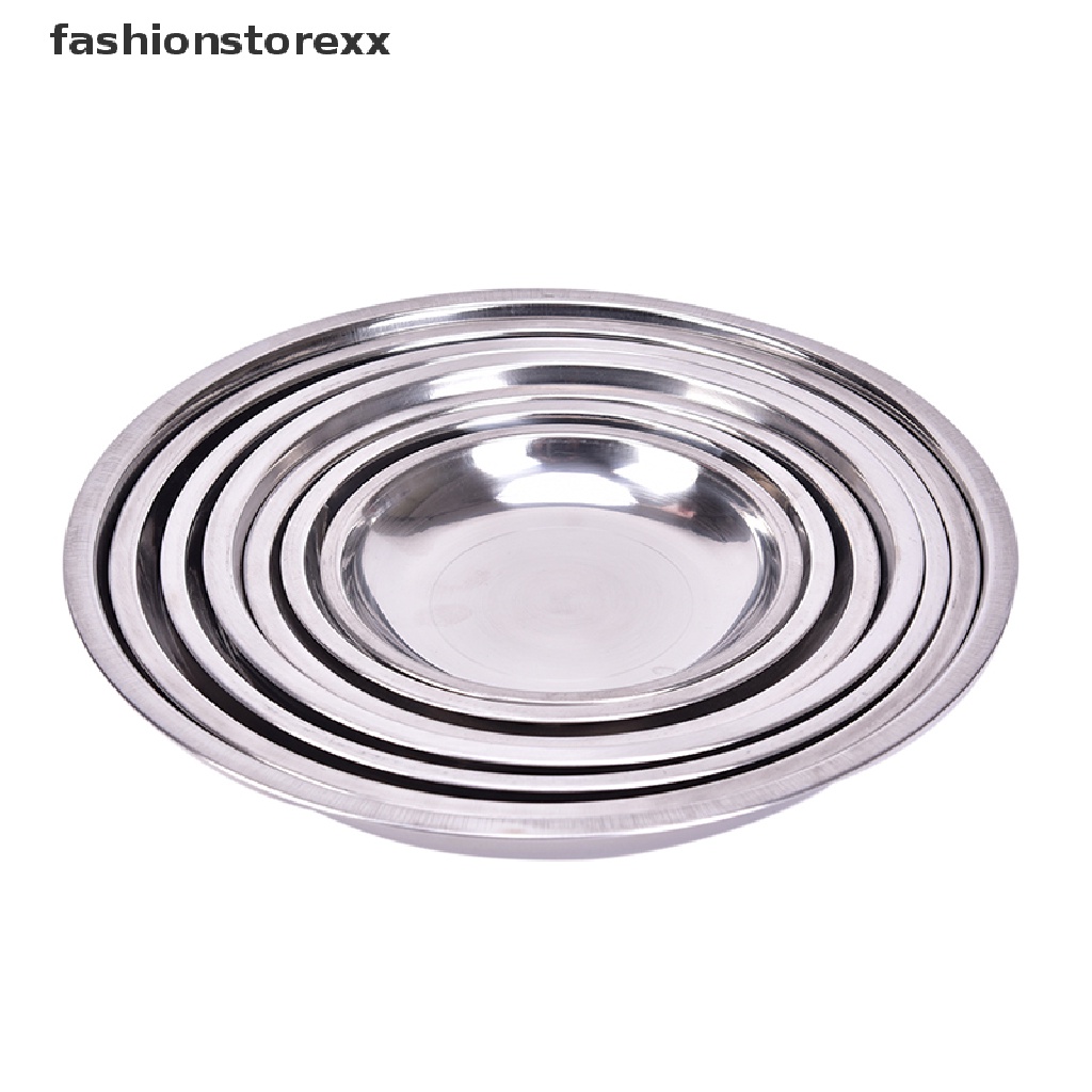 Đĩa ăn tối hình tròn bằng thép không gỉ đường kính 14-26cm cho cắm trại