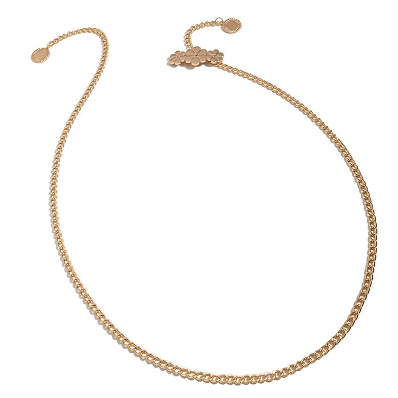 Thắt Lưng Dây Xích Mặt Hoa Hồng Bằng Hợp Kim Màu Vàng Thời Trang Cho Nữ