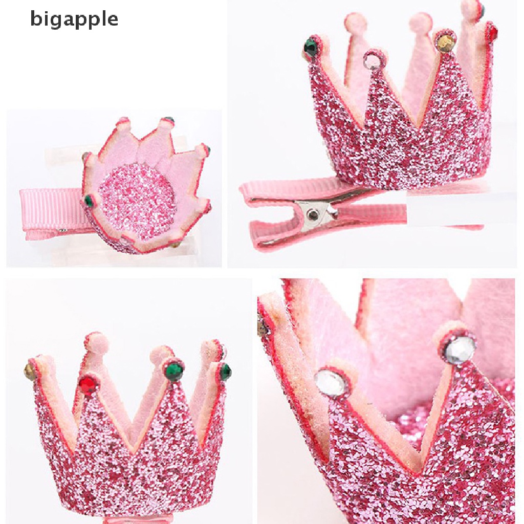 Kẹp Tóc Hình Vương Miện Mini Màu Hồng Lấp Lánh Cho Bé Gái