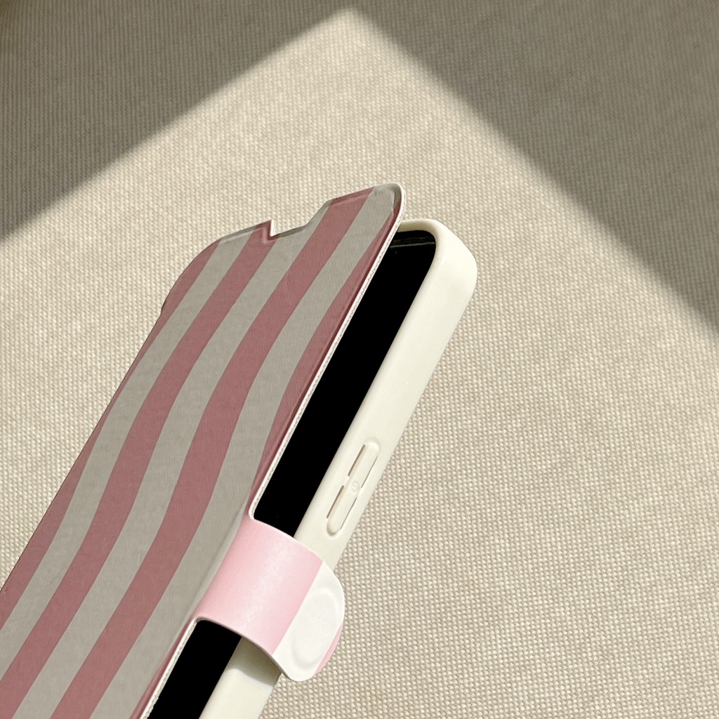 Bao Da Điện Thoại Tpu Silicon Mềm Chống Rơi Họa Tiết Kẻ Sọc Đơn Giản Nắp Lật Cho iPhone 11 12 13 14 PRO MAX Vỏ