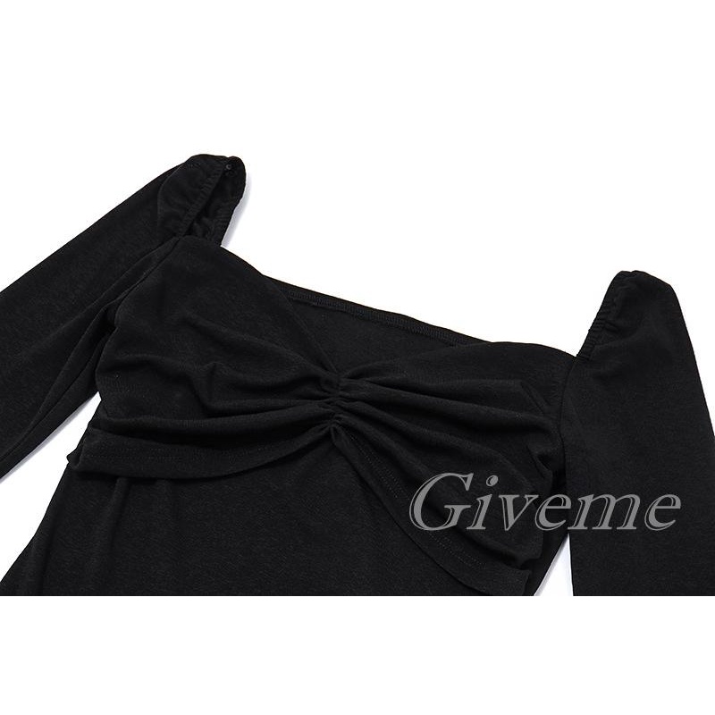 Áo Thun Nữ Dài Tay Cổ Chữ V Xếp Ly Thời Trang