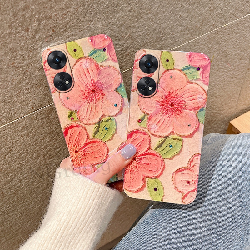 Ốp Điện Thoại Mới Cho OPPO Reno 8T 5G / Reno8 T 4G / Reno8T INS Tranh Sơn Dầu Hoa Silicon Bảo Vệ Mềm