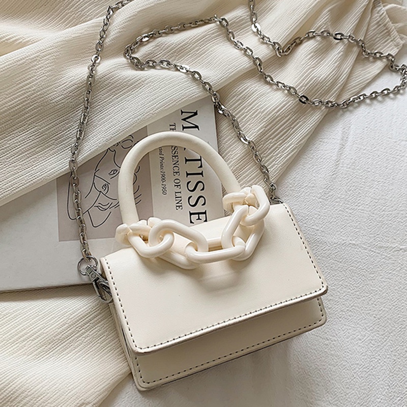 Túi Đeo Vai Dây Xích Màu Trơn Nhỏ Gọn Thời Trang Cho Nữ