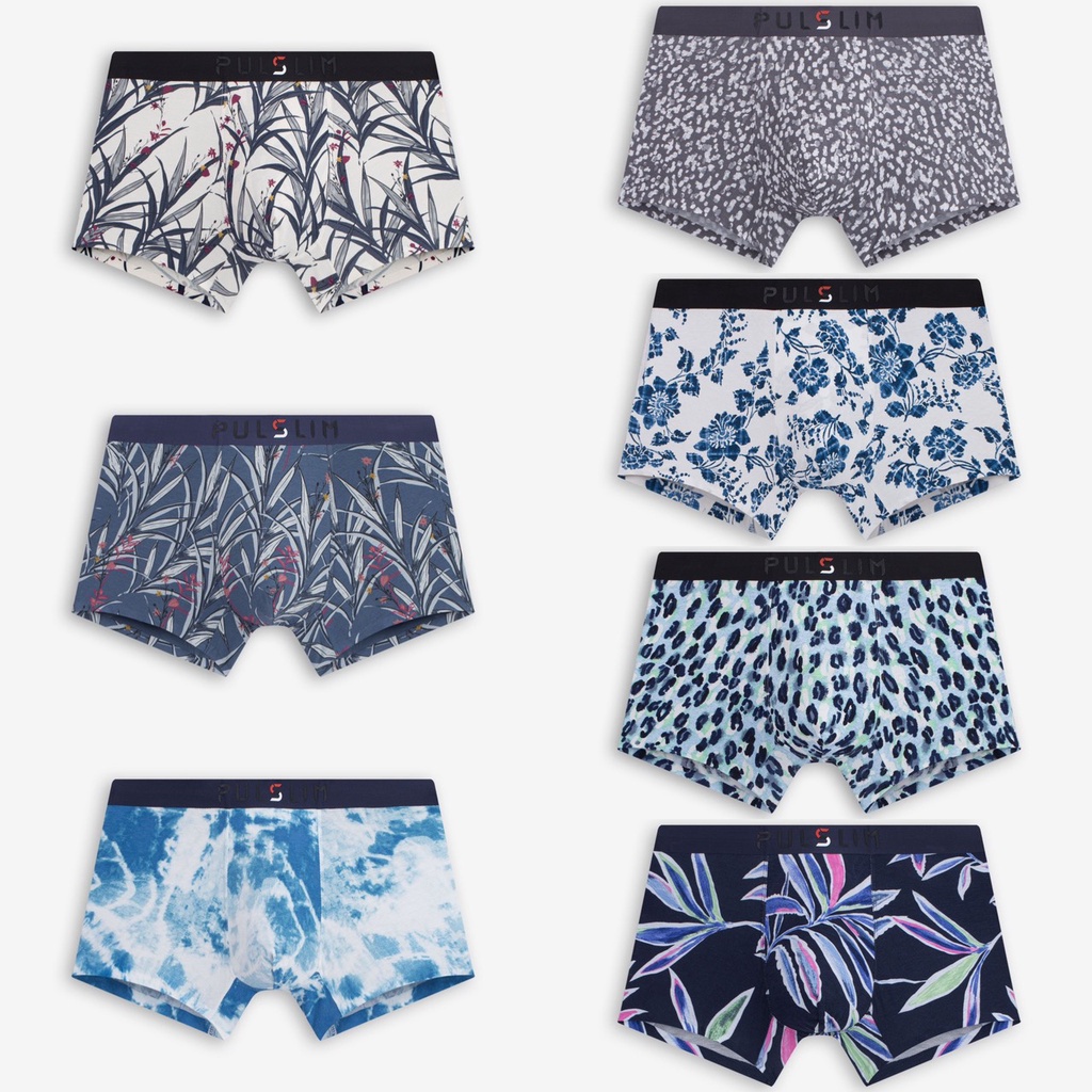 Quần lót boxer sịp đùi nam in hình họa tiết hoa lá độc đáo thương hiệu Pulslim