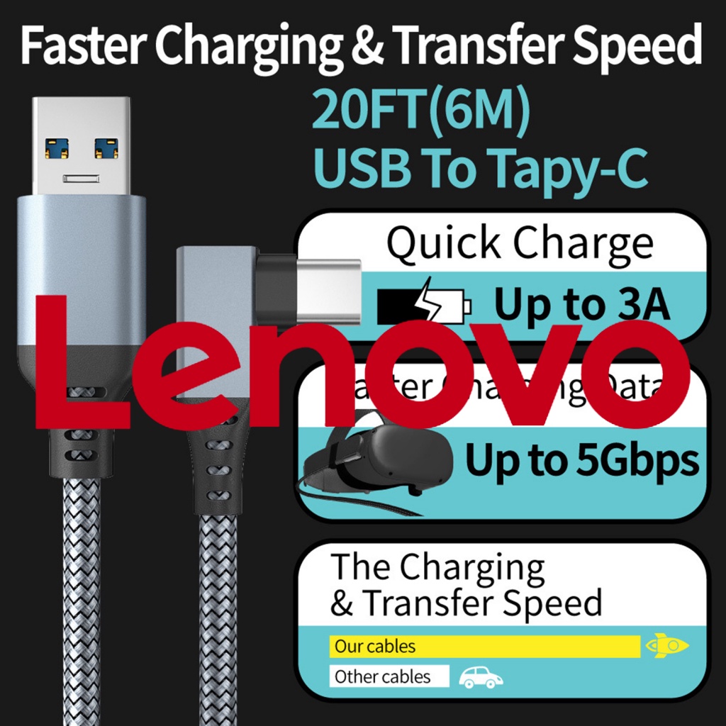 Dây cáp truyền dữ liệu sạc nhanh LENOVO USB Type C đa năng thích hợp cho Oculus Quest 1/ 2