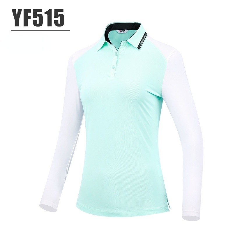 PGM mới Golf Lady dài tay quần áo đơn giản  thời trang thể thao cổ điển ve áo T-Shirt Top