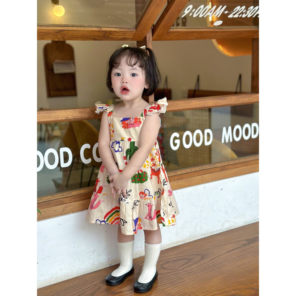 Váy hè 2 dây cánh tiên cho bé gái sz 80-130 (Mã 1202)