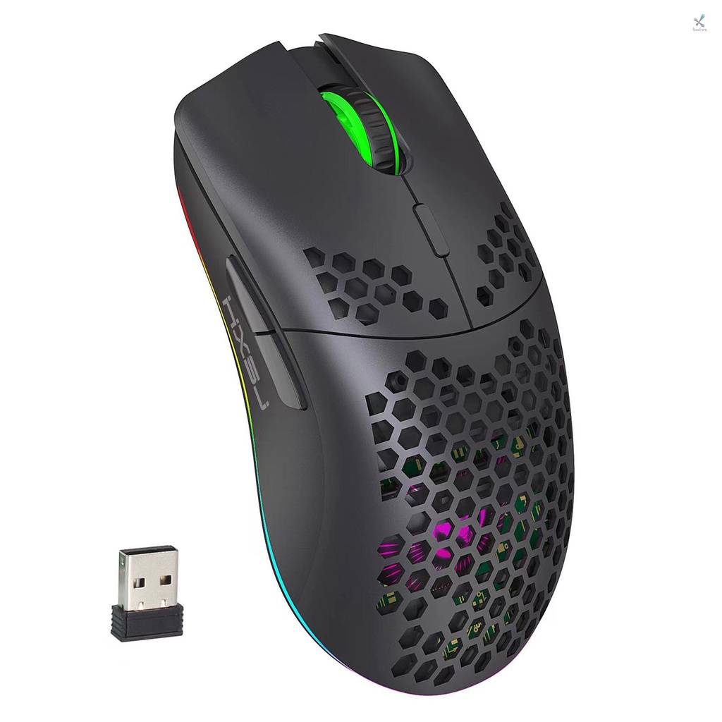 Chuột Không Dây Chơi Game HXSJ T66 RGB 2.4G Có Đèn RGB Kèm Điều Chỉnh DPI Đen