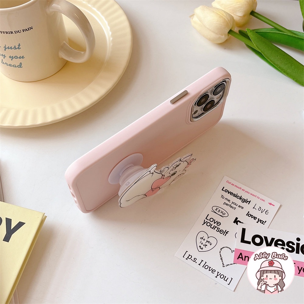 Ốp Điện Thoại TPU Mềm Chống Mồ Hôi Họa Tiết Mèo Hoạt Hình Có Giá Đỡ Kim Loại Cho IPhone 14 Pro Max 13 12 11 Pro Max