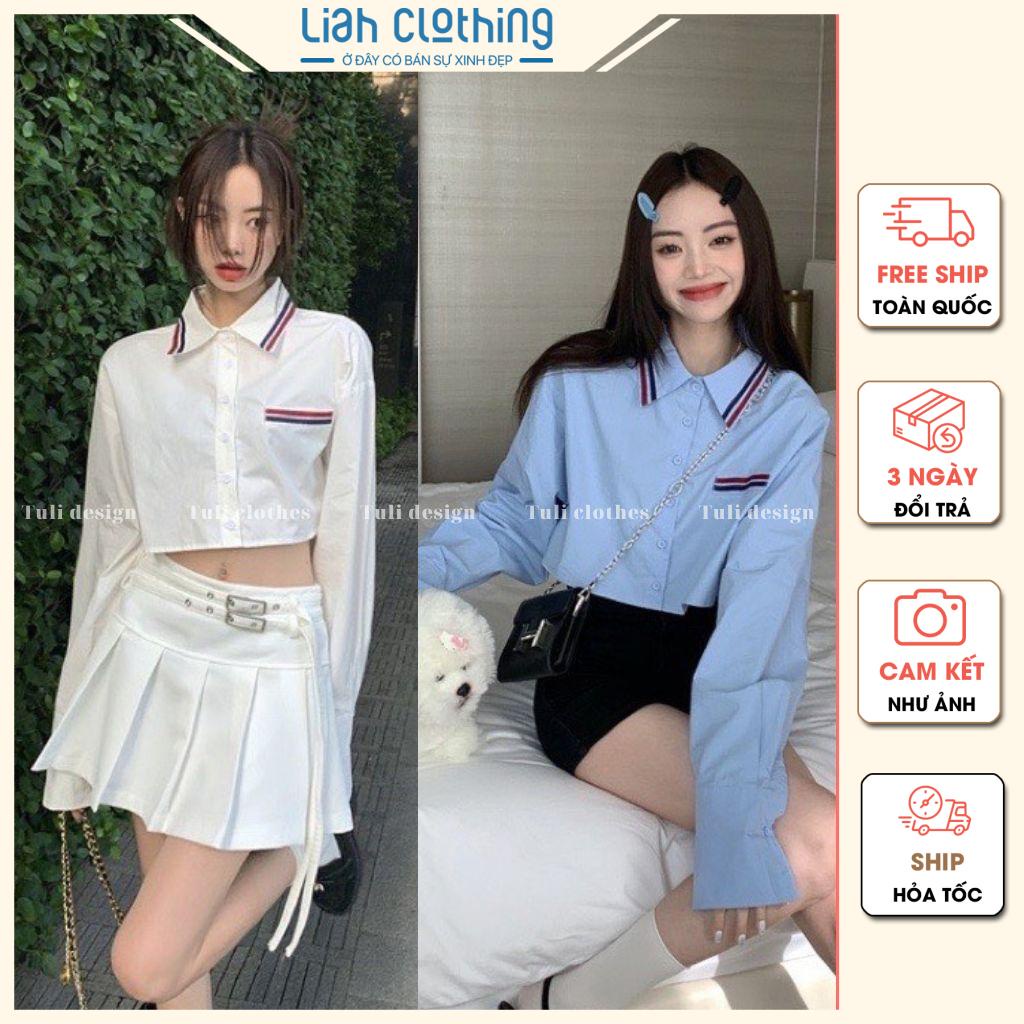 A1-128 | Áo sơ mi croptop tom siêu hot | có sẵn | Tuli clothes - shop quần áo nữ