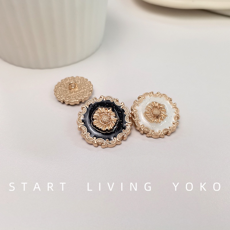 Set 5 Nút Áo Hình Hoa Hướng Dương Bằng Kim Loại Trang Trí Váy Ren