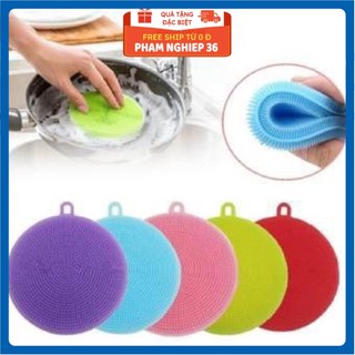Miếng rửa chén silicon 🌳PHAMNGHIEP36🌳 Miếng rửa bát có móc treo tiện dụng.