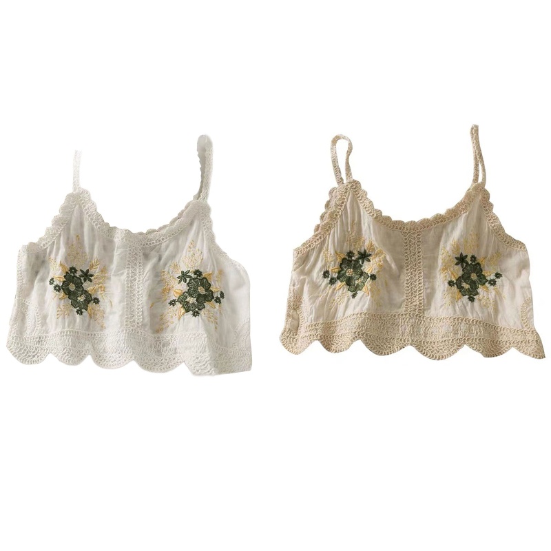 Áo Croptop Đan Len Thêu Quyến Rũ Thời Trang Mùa Hè Phong Cách Hàn Quốc Cho Nữ