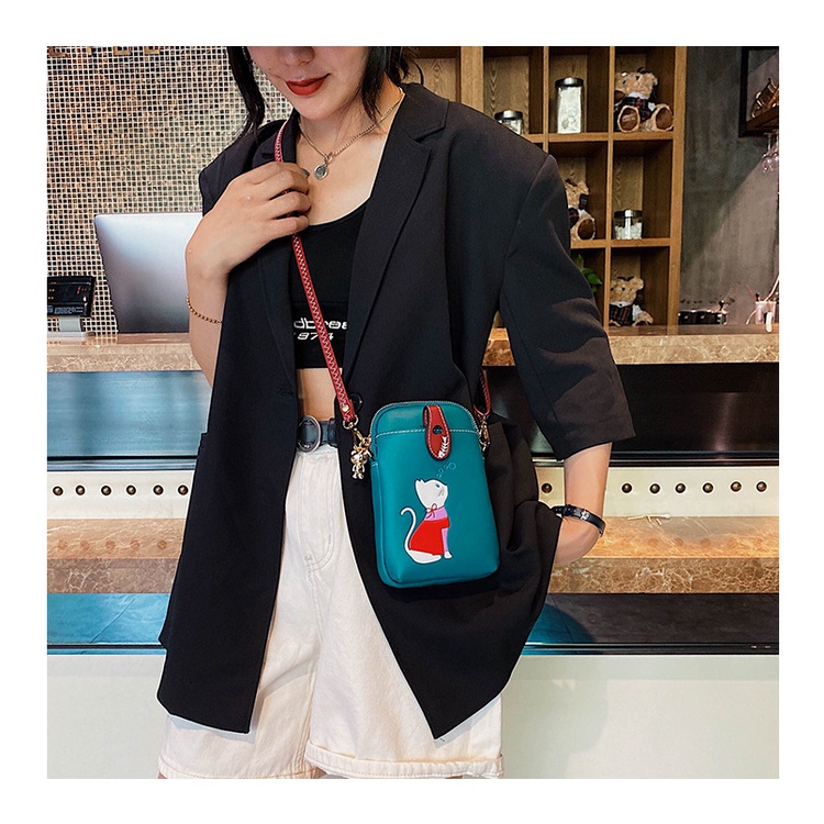 Túi Đeo Vai mini Đựng Điện Thoại Họa Tiết Hoạt Hình Dễ Thương